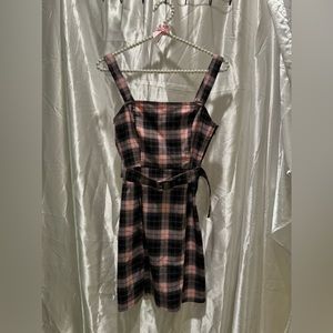 Divided H&M women’s sleeveless plaid belted mini dress Size XS